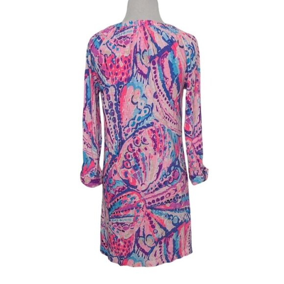 Lilly Pulitzer Essie Dress Womens Size XS Pink Colony Coral Shell Out 3/4 Sleeve - Picture 9 of 14